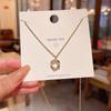Korean Geometric Titanium Steel Diamond Circle Necklace