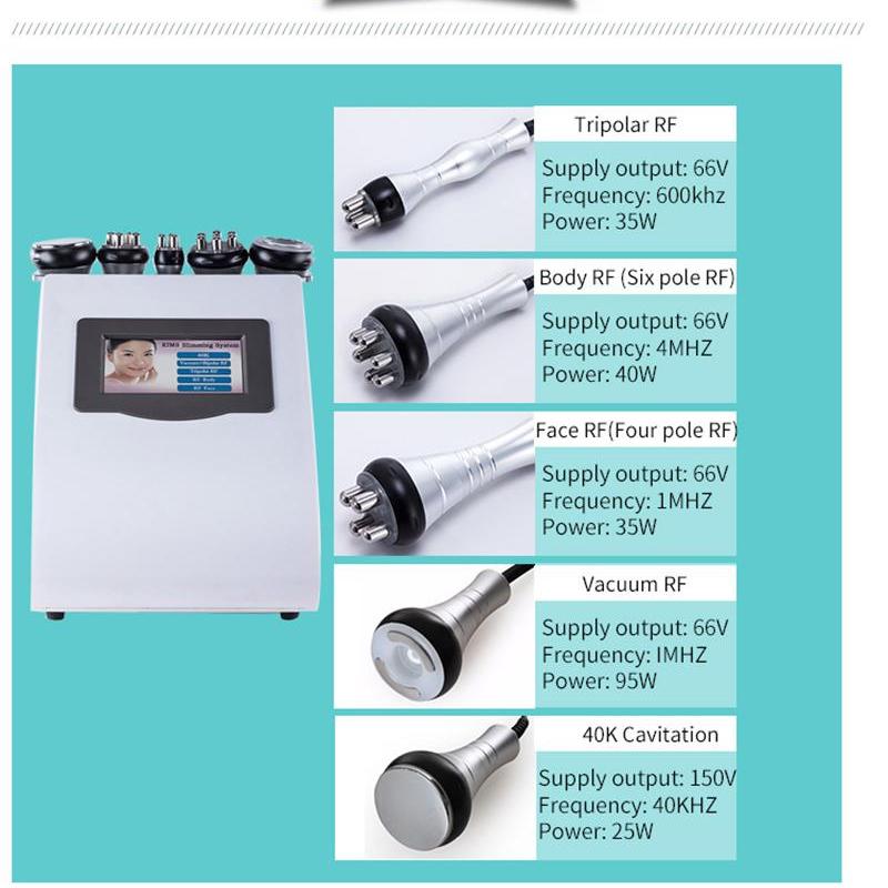 5 In 1 Vacuum Lipo Ultrasonic Cavitation Radio Frequency Multipolar RF Body Slimming Machine Skin Lifting Fat Burn Anti-wrinkle