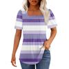 Футболки для женщин, плиссированные, с квадратным вырезом, нарядные, повседневные, блузки с принтом, с коротким рукавом, летние топы свободного кроя