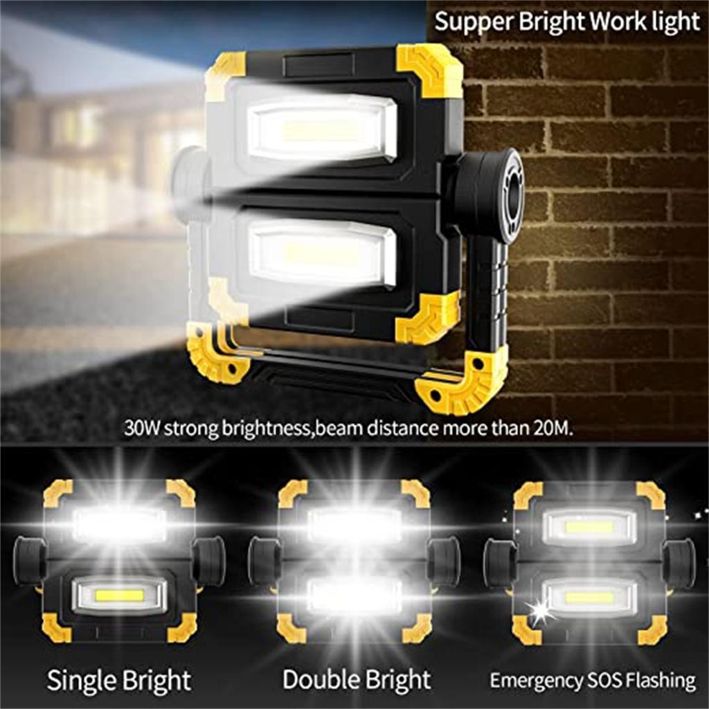 Led Work Light Portable Rechargeable 360 Degree Rotating Battery Powered Flood Lamps For Camping Car Repairing