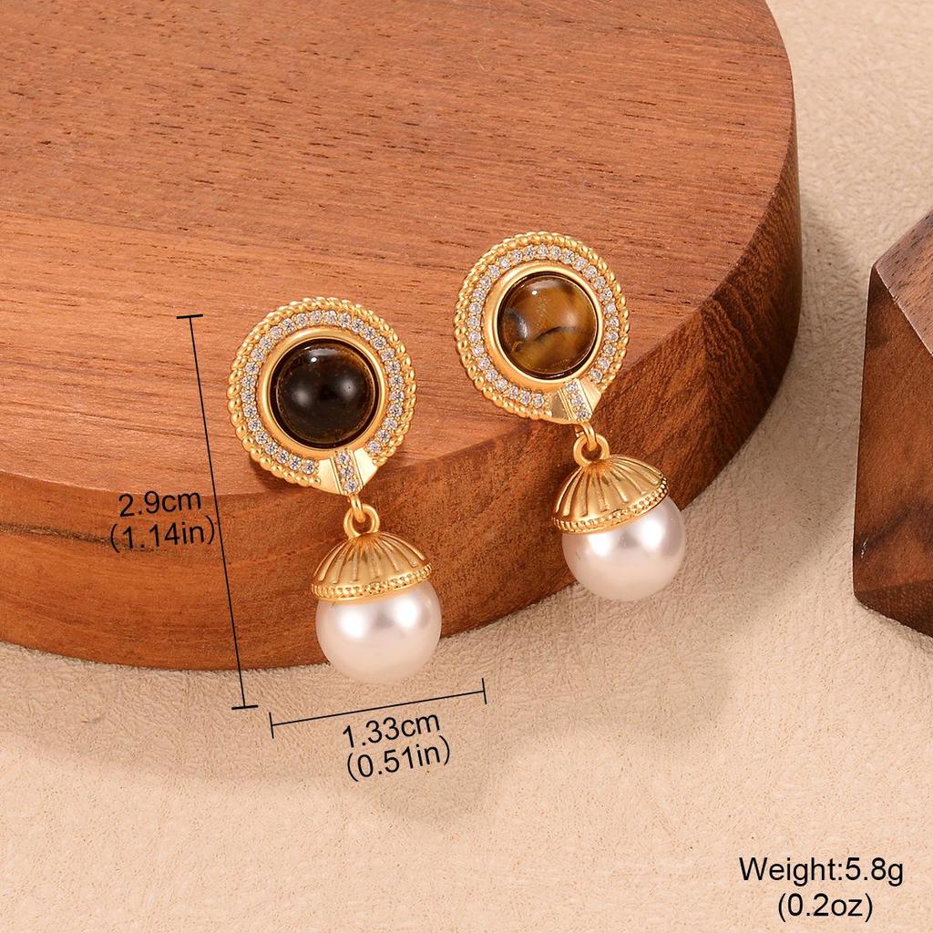 Maillard Осень/Зима Высококлассные Геометрические Серьги с Кисточками из Тигрового Глаза