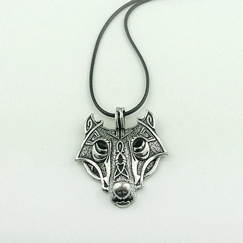 Винтажные украшения Тибетское серебро Подвеска в виде головы волка для мужчин Амулет Животное Викинг Ювелирные изделия Ожерелье Колар Хомбре Креативные подарки