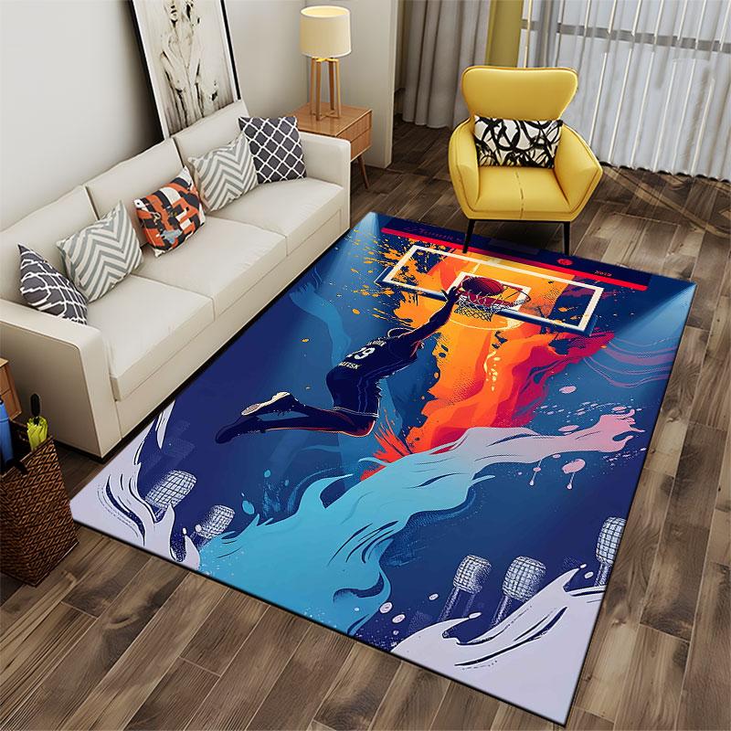 Basketball Dunk Art Carpet suitable as a non-slip mat for the living room or bedroom sofa