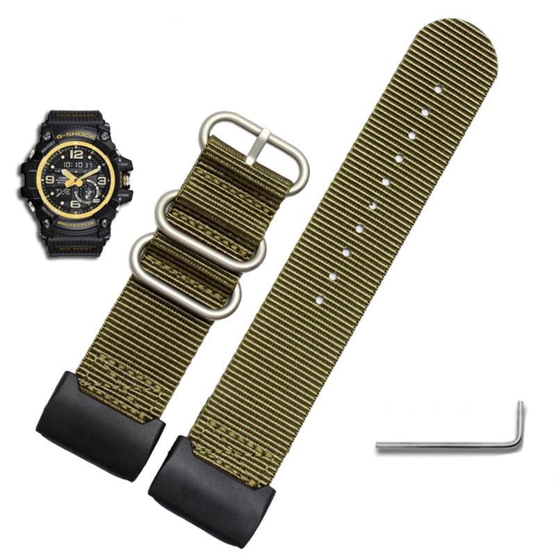 Нейлоновый ремешок для часов для Casio G-SHOCK Modified Small Mud King GG-1000 GWG-100 GSG-100 Канвасовый ремешок для часов Черный Хаки Браслет