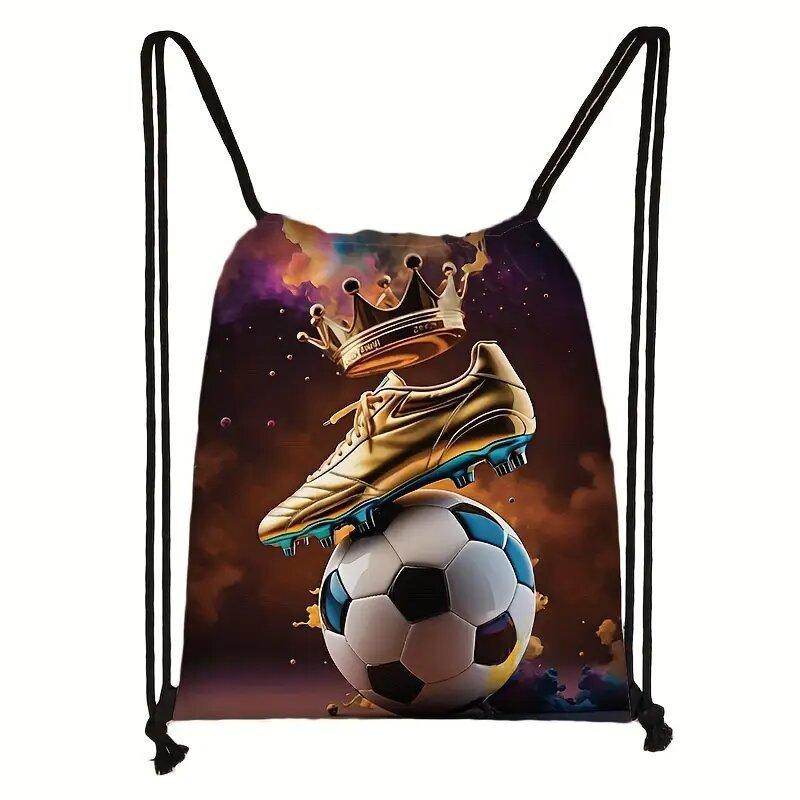 3pcs Football Pattern Drawstring Bags with Practical Pockets, Easy To Carry Football Training Bags