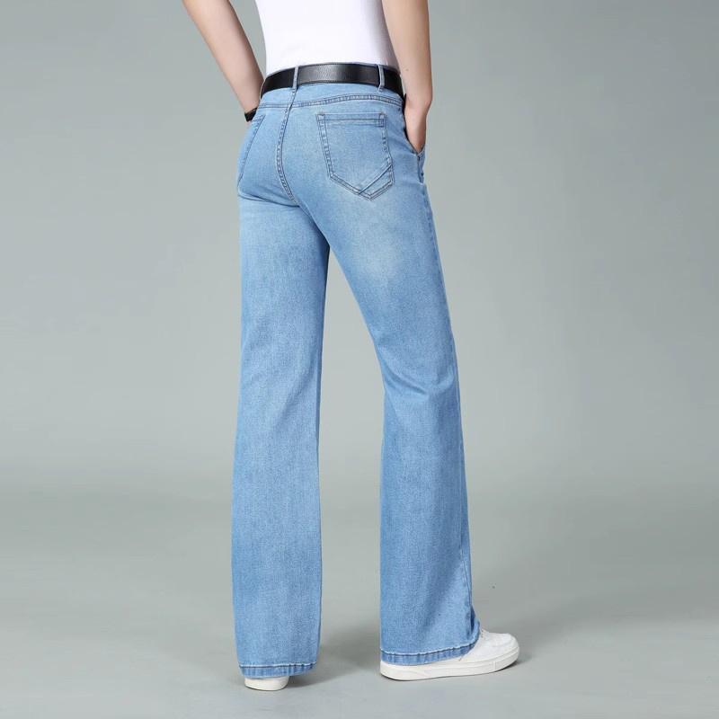 Men's Flared Jeans Boot Cut Leg Flared Male Designer Classic Denim Jeans Men's Mid Rise Stretch Loose Jeans