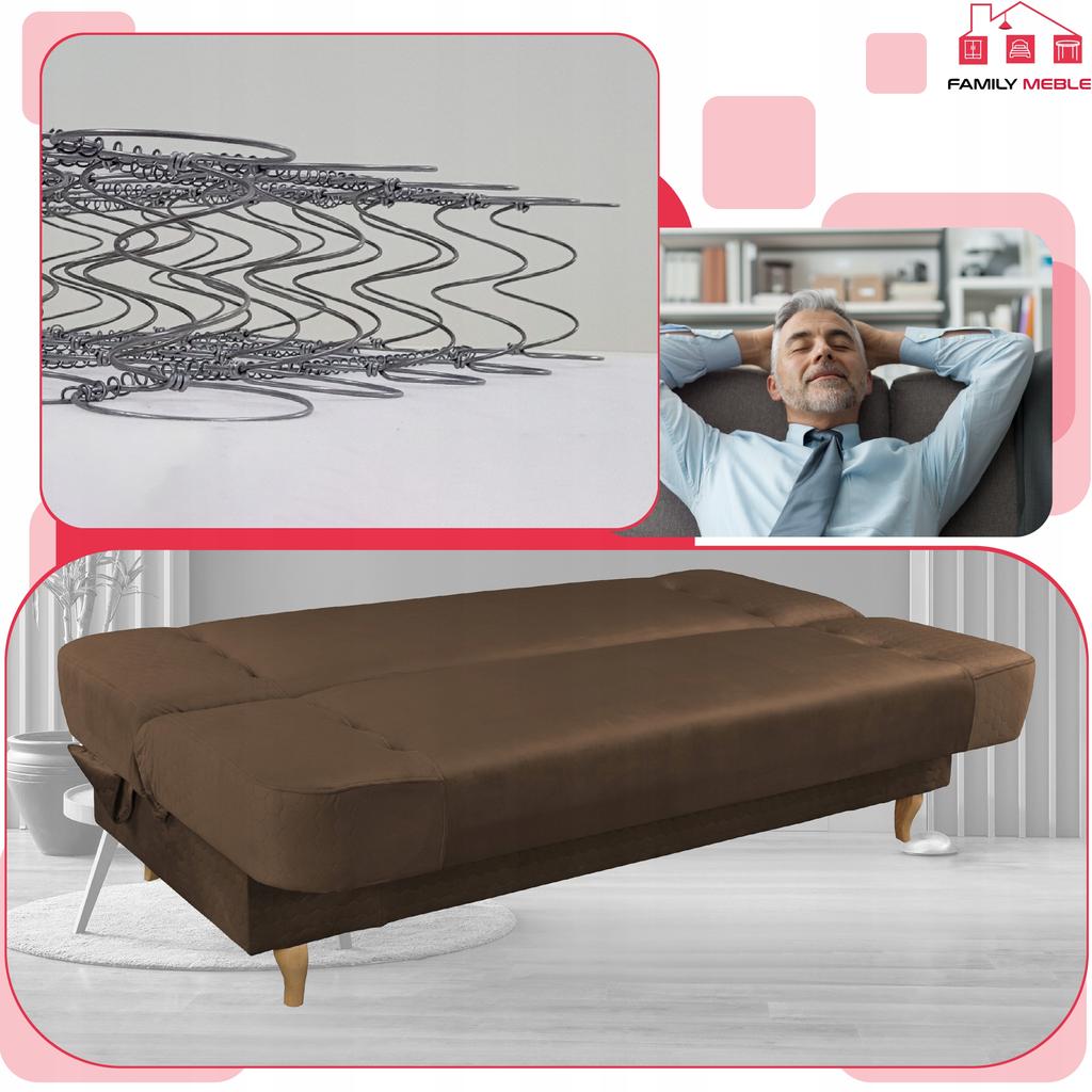Kanapa sofa Iza rozkładana wersalka spania bonell łóżko Family meble brązowy