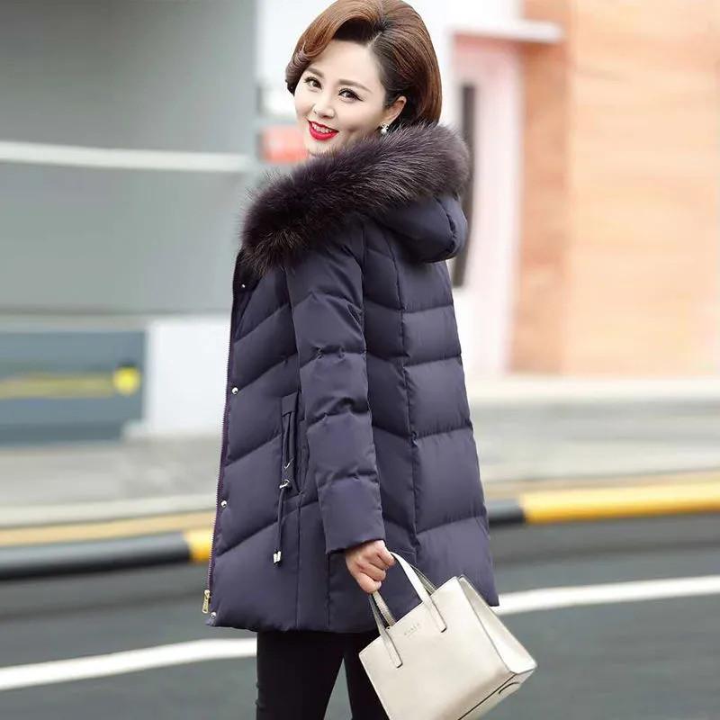 Winter Jacket Women Parkas Fur Collar Hooded Overcoat Femme Warm Thick Cotton Padded Parka Women Coat Outwear