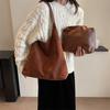 Suede Shoulder Bag Retro Design Large Capacity Crossbody Handbag Adjustable Strap
