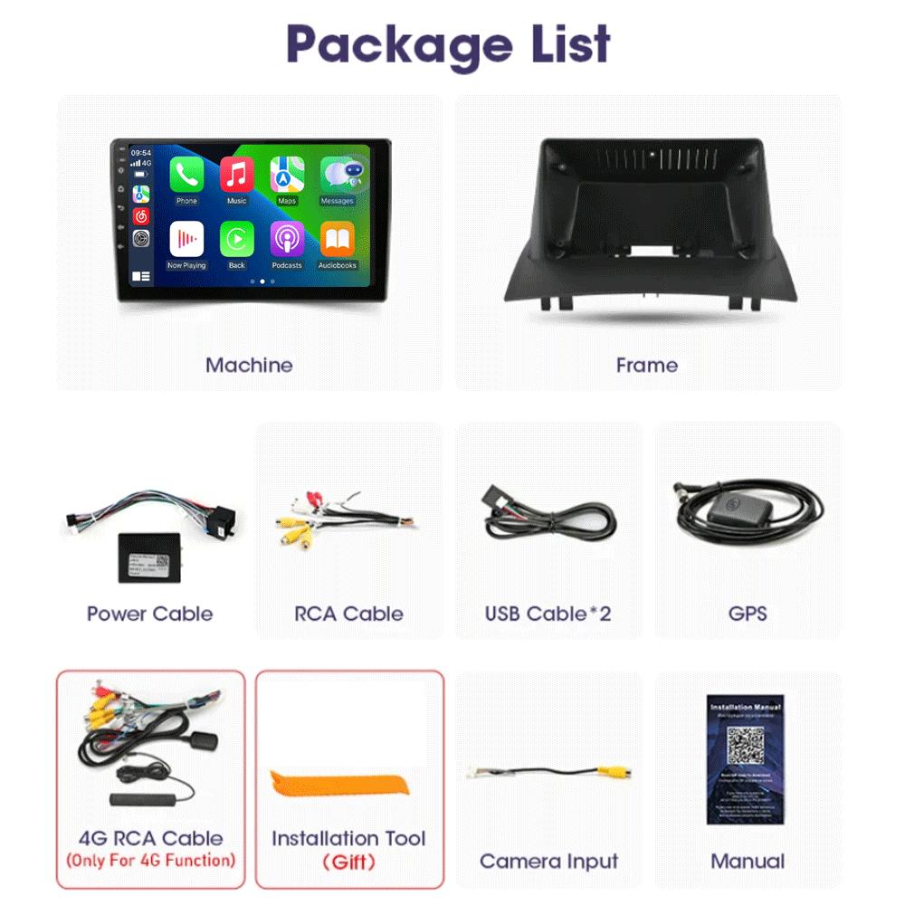 Android 14 2 Din автомобильное радио для Renault Megane 2 2002-2009 Мультимедийный видеоплеер Навигация GPS стерео головное устройство