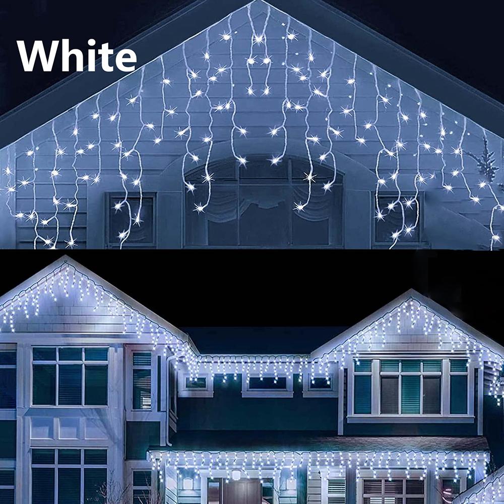 LED Icicle String Lights 4M 12M Fairy Lights Christmas Garland For New Year Wedding Terrace Garden Party Corridor Eave Decoration