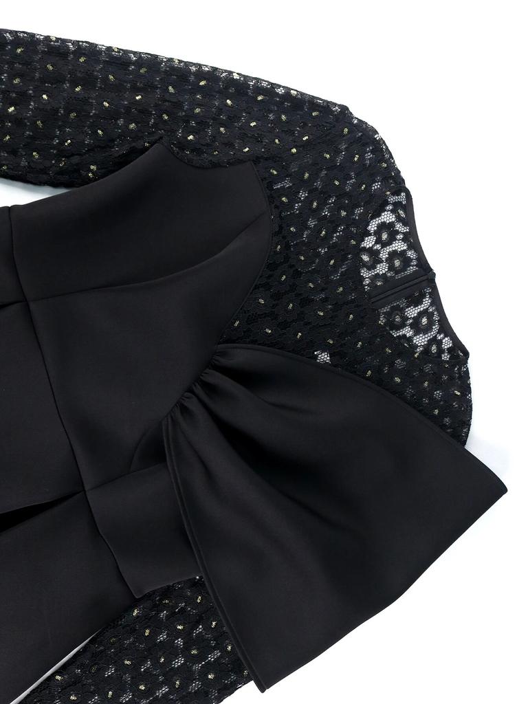 Черное платье трапециевидной формы с круглым вырезом, длинными кружевными рукавами и высокой талией, плиссированные до колена, вечерние бальные платья для коктейлей на день рождения