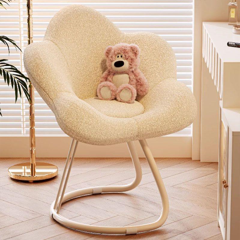 Cream Style Rotating Makeup Chair for Girls' Bedroom, Plum Blossom Design Nail Art Stool with Special Casters.