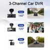 3 Channel Dash Cam for Cars Camera HD 1080P 3-Lens Vehicle Video Recorder Black Box Dual Lens Inside Car DVR Rear View Camera