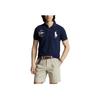 Polo Ralph Lauren FW23 Узор Вышитый Хлопок Рубашка Поло с Коротким Рукавом Мужские Топы Темно-Синий 710910565-001