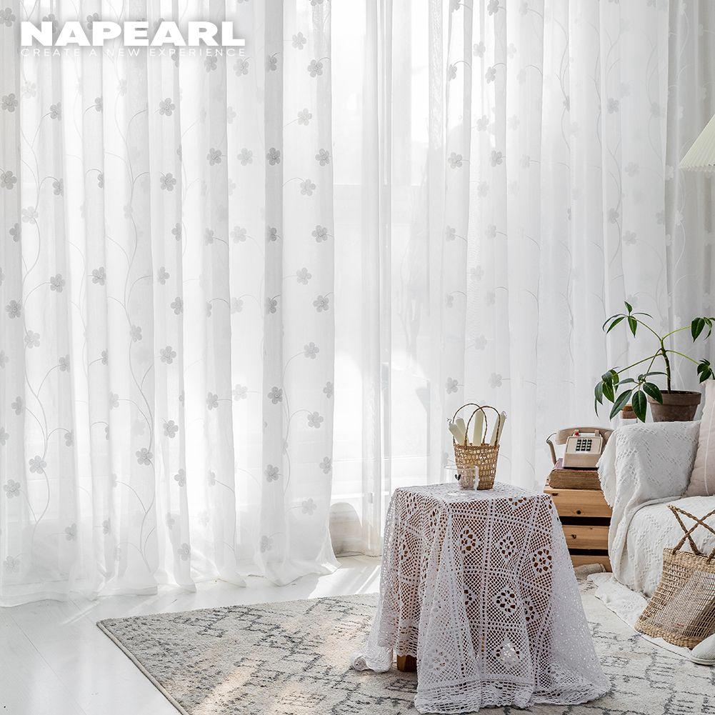 1 шт. NAPEARL Современная Мода Тюлевая Прозрачная Штора с Вышивкой Маргариток Для Гостиной Спальни Домашний Декор