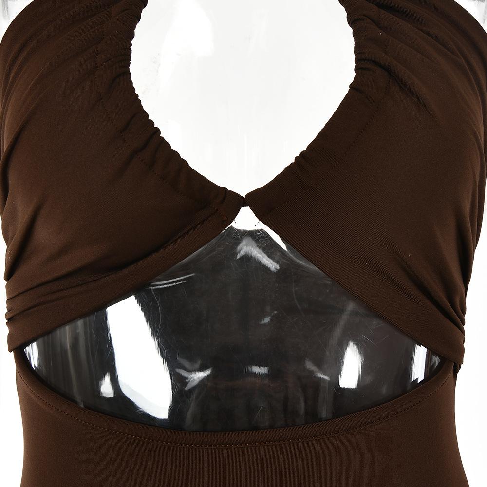 Летнее платье с разрезом на бретельках и открытой спиной, однотонное, элегантное, для клубной вечеринки, SL