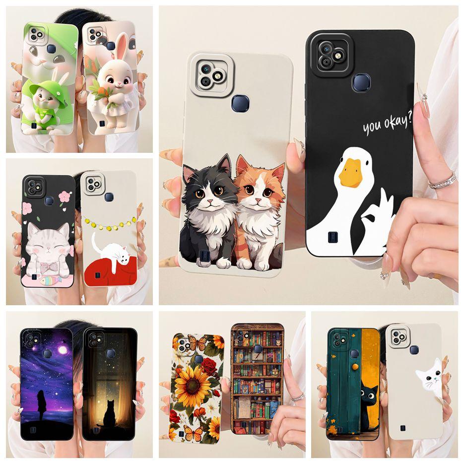 Чехол для Infinix Smart HD 2021 X612B X612 Милый Кот Утка Мультяшная Обложка 6.1'' Мягкий ТПУ Чехол для Телефона Для Infinix Smart HD 2021 Оболочка