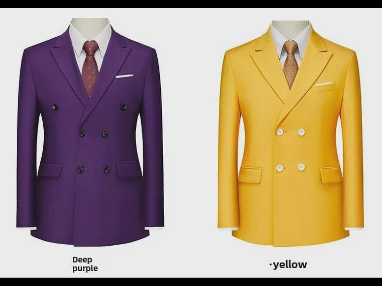 Мужской двубортный деловой костюм-двойка красного цвета