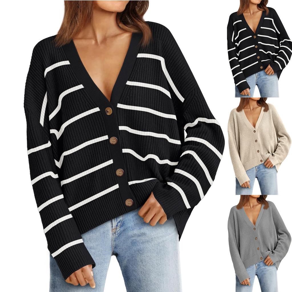 Women's Cardigan Sweaters Fall Oversized Open Front Button V Neck Lightweight Cardigans Knit Outerwear