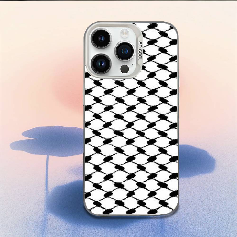 Чехол для телефона P-Palestine-S Хатта Кеффия Для iPhone 16,15,14,13,12,11,Mini,Pro,E,MAX Белый Конфетный Матовый Ударопрочный Чехол