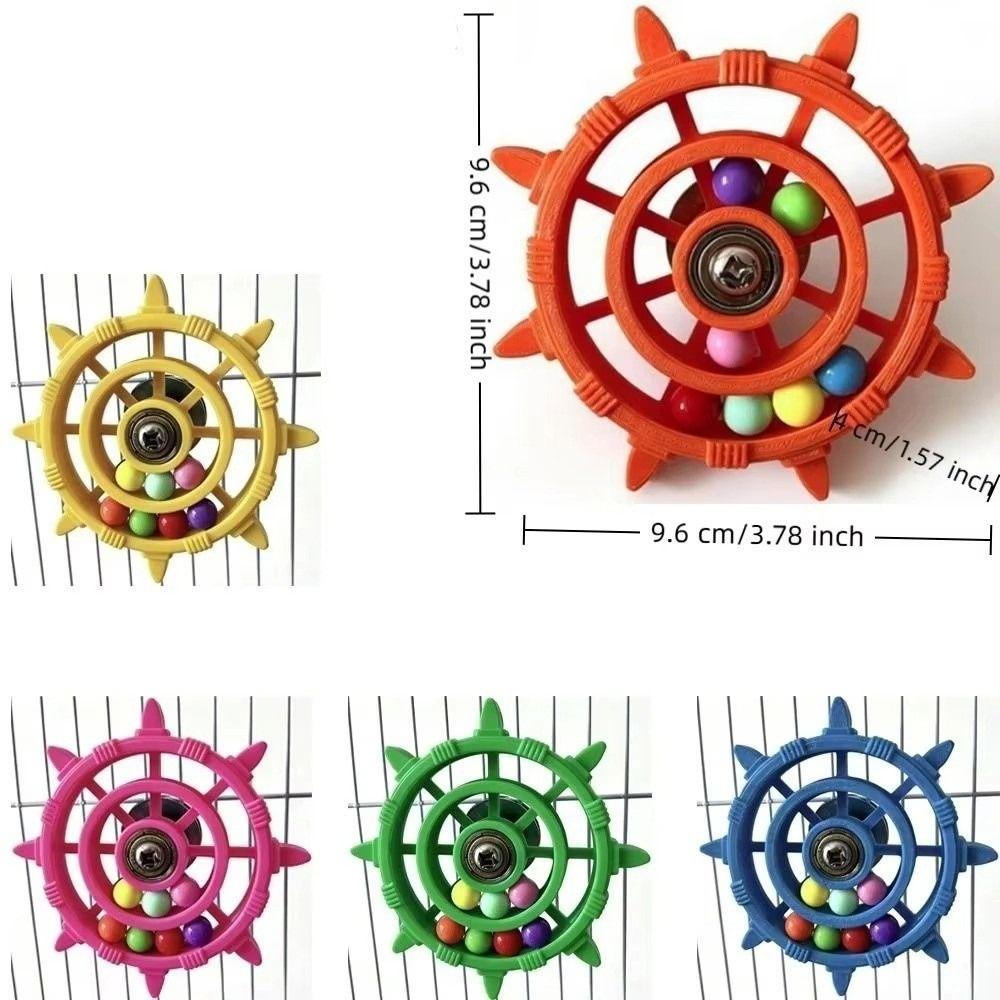 Bite Resistant Parrot Spinner Toy Colorful Beads Spinning Wheel Toy Bird Cage Enrichment