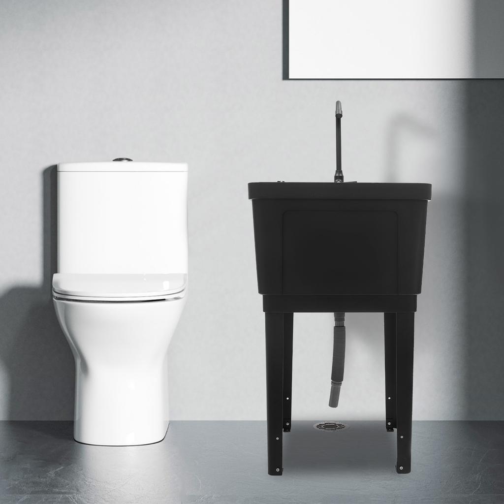 Отдельностоящая раковина для прачечной со смесителем, большая глубокая чаша, поворотный на 360° кран, быстрый слив, для подсобного помещения, сада, мытья домашних животных