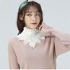 "Women's White Hollow Lace Detachable Chiffon Collar - Versatile Sweater and Shirt Accessory"