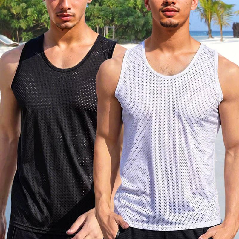 1 шт. Мужские топы, крутые спортивные майки, быстросохнущие футболки без рукавов, дышащий жилет из ледяного шелка, пляжная майка для фитнеса и мужской моды