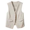 Women Business Vest V Neck Sleeveless Solid Color Single-breasted Business Commute Style Cardigan Suit Coat