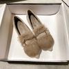 Non-slip piled flat-bottomed ladyshoes casual fluffy shoes women's autumn and winter new pointed one-pedal piled beanie shoes
