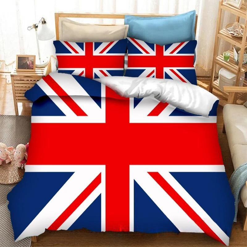 3D Print Britain United Kingdom Flag Bedding Collection Double Twin King Duvet Cover Comforter Pillowcase Boys Girls Adults Bedroom