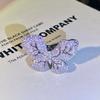 Серебряное Преувеличенное Флэш Бриллиант Темперамент Женская Группа Инкрустированный Циркон Бабочка Регулируемое Кольцо Вечеринка Помолвка Подарок