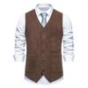 Men's Suit Vest Fashion Turn Down Collar Pockets Suit Vests England Style Smart Casual Vintage Gentleman Leisure Party Waistcoat