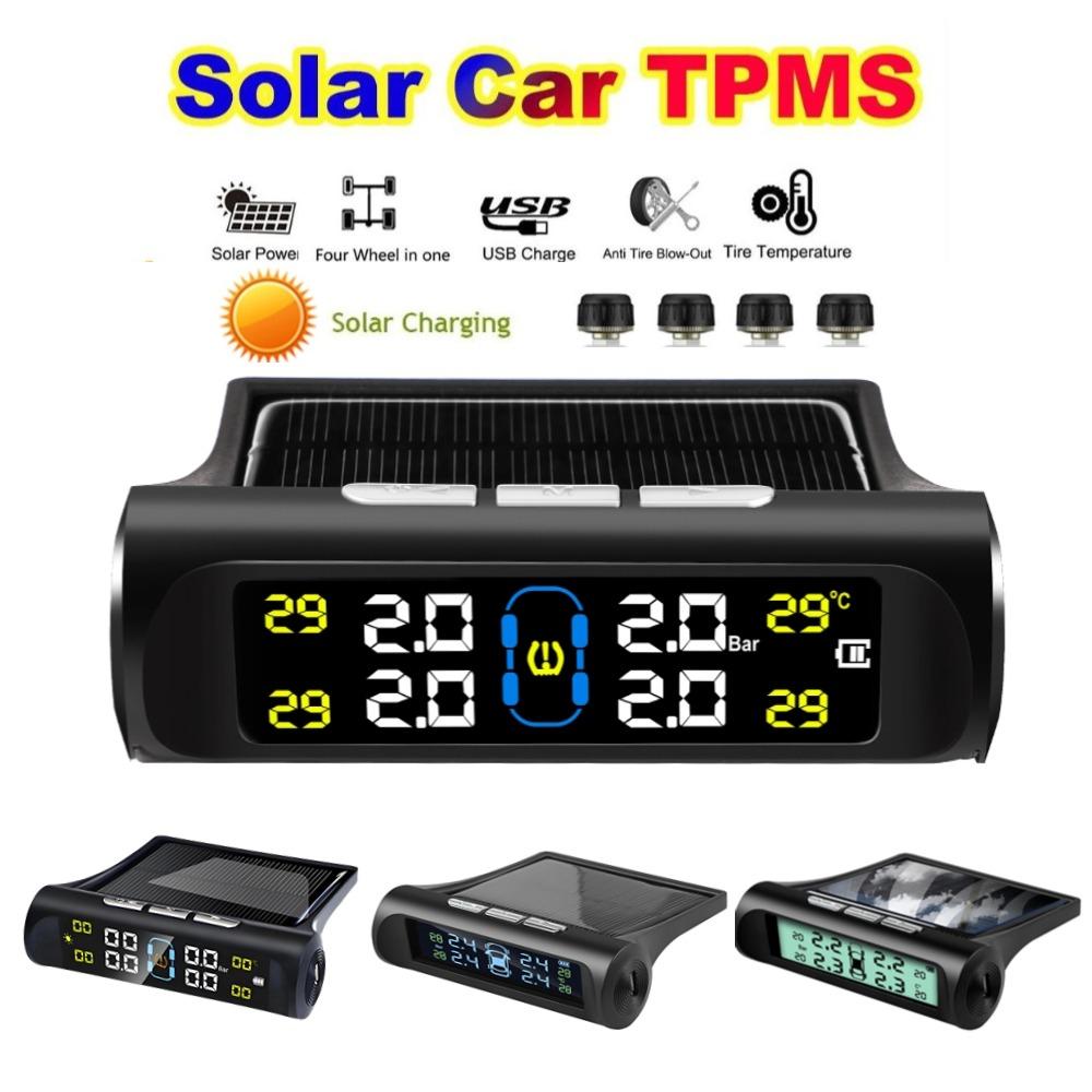 Датчики TPMS на солнечных батареях Система контроля давления в шинах автомобиля Тестер шин Тестовый манометр Цифровой дисплей Автомобильные аксессуары Универсальный