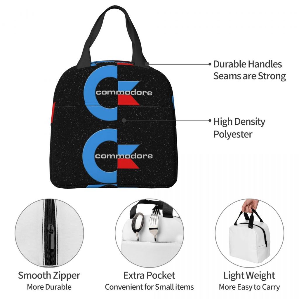 Commodore 64 Go Back To Your Childhood Insulated Lunch Bag for Women Children Portable Food Boxes Thermal Lunch Box Tote