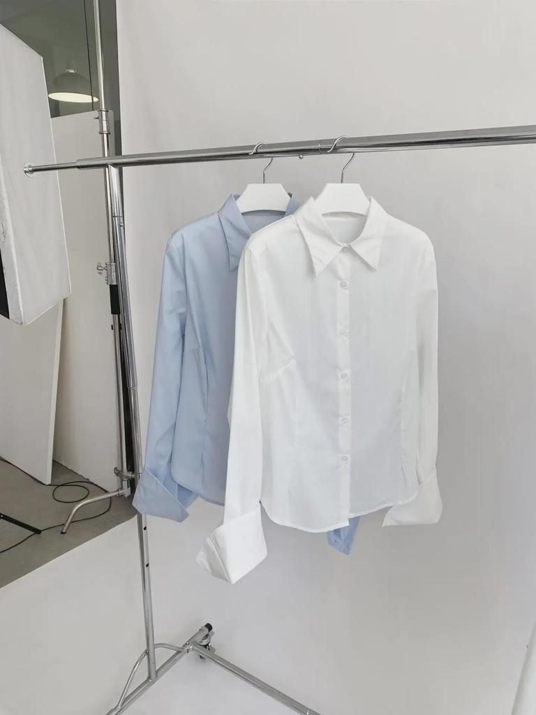 Dorothy Clothing Корейский стиль Длинный рукав Загнутый воротник Женская рубашка