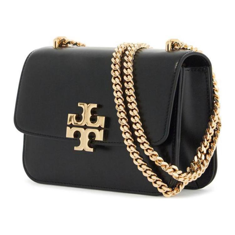 Tory Burch Eleanor Sculptural Decoration Flap With Magnetic Snap Leather Handheld Crossbody Shoulder Bag Small Women Bags Black 166169-001