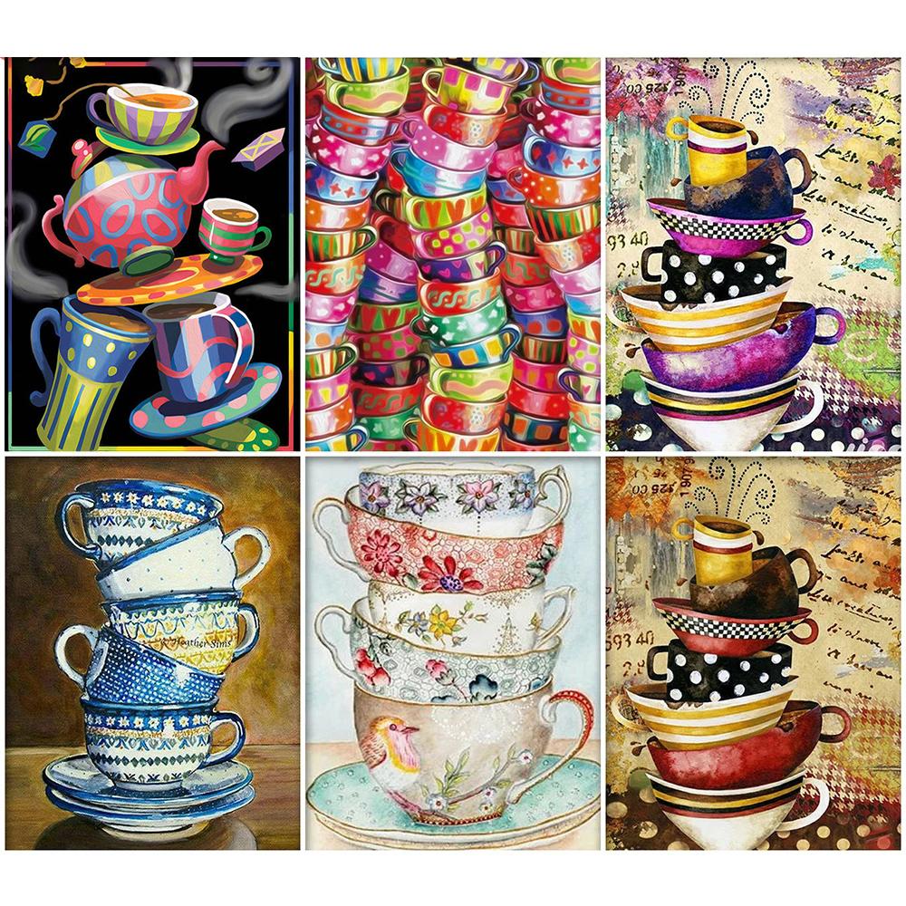 5D алмазная живопись чашка полная квадратная круглая мозаика со стразами вышивка крестиком DIY Алмазная вышивка кофе настенное искусство