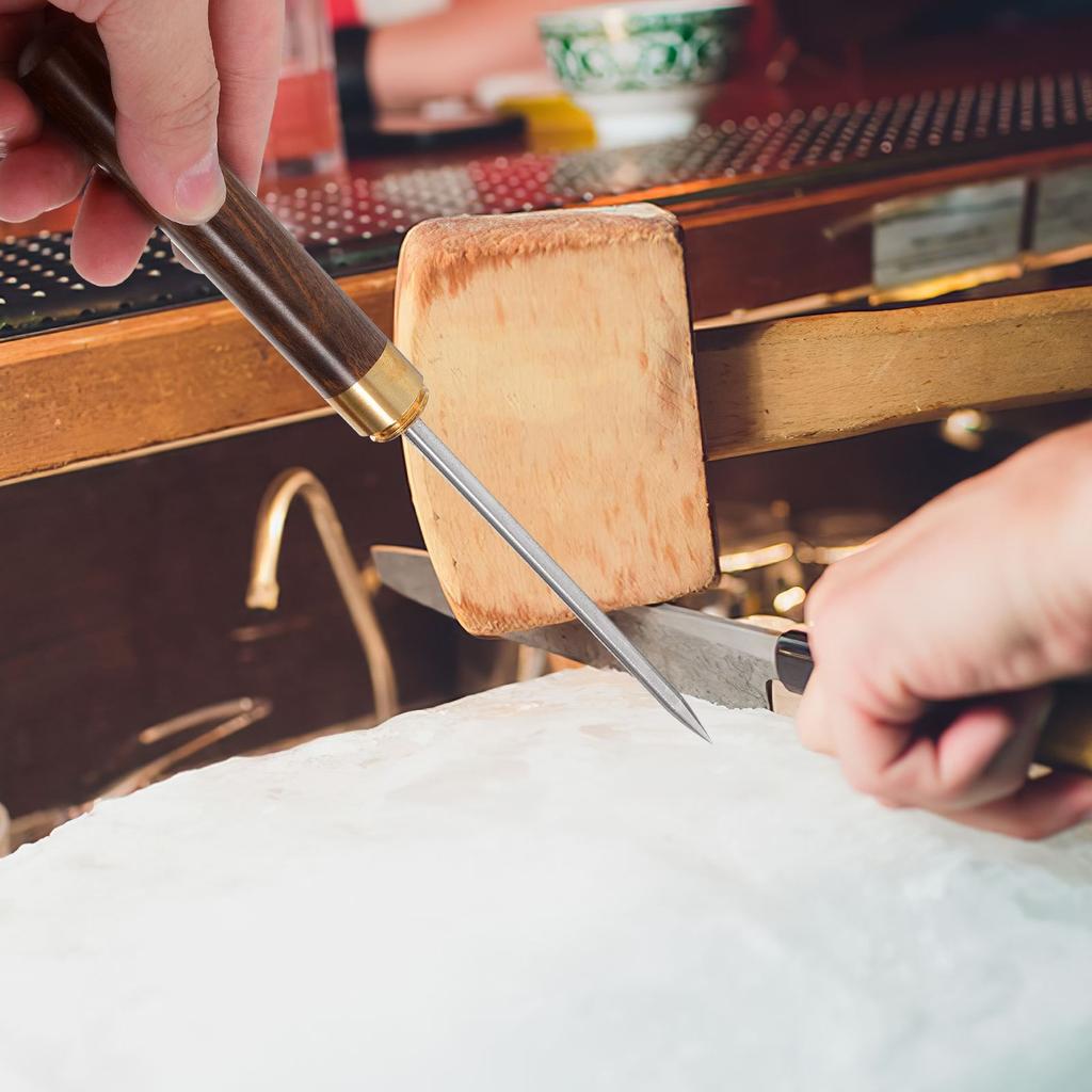 Stainless Steel Ice Pick With Chipper Ice Chisel Ice Cube Grinding Tool Ice Crusher With Wood Handle For Bartending Bar Banquet