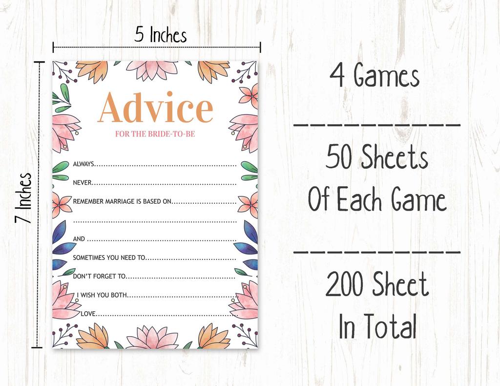 Inkdotpot Игры для девичника, набор из 4 штук(50 листов каждый) w Miss to Mrs Gold Banner Цветочные развлечения Набор игр для девичника