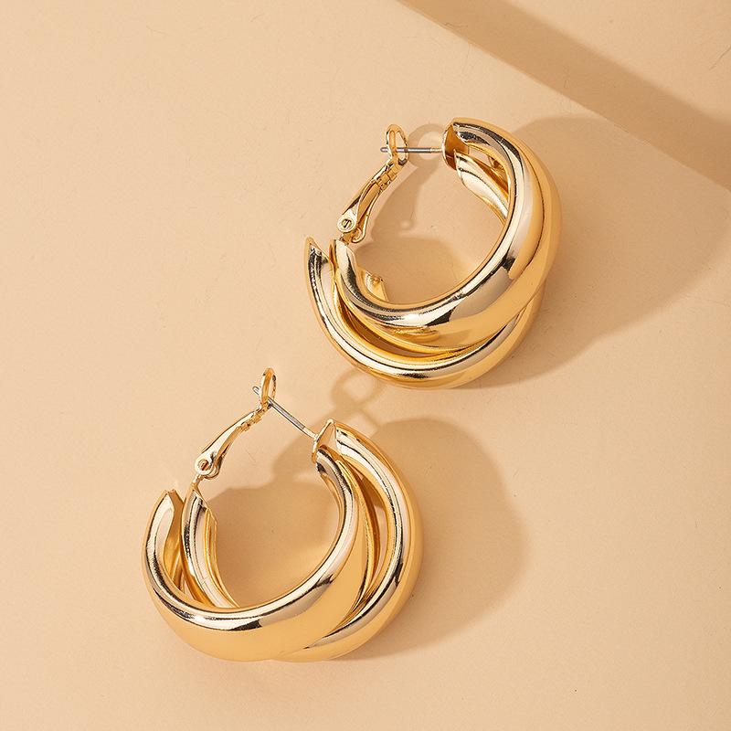 Exaggerated Round Earrings Women Retro Earrings