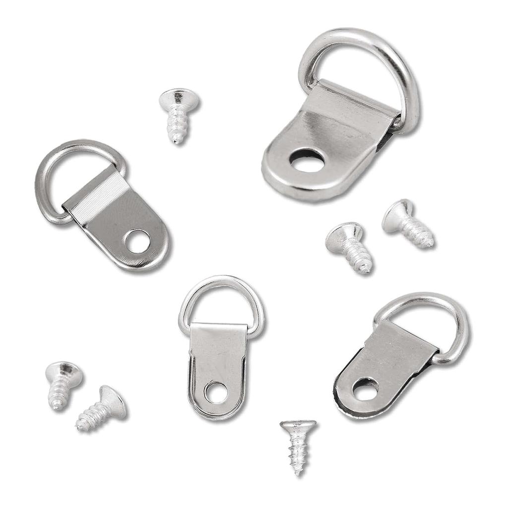 100pcs Picture Hangers Strong Nickel Plated Frame Wire Set with Screws Canvas Hook Wall Bracket Hangers for Wall Decor