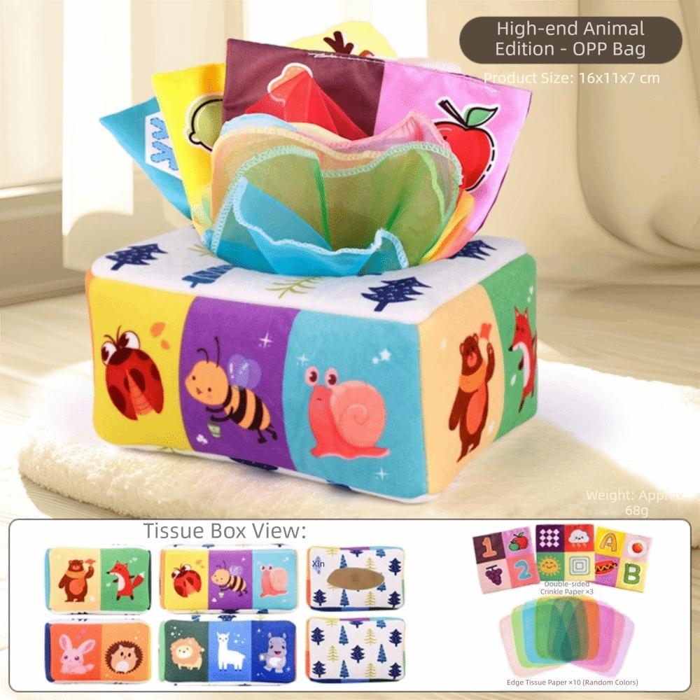 Interactive Baby Montessori Boxes Educational Infant Pull Along Tissue Box Toys Finger Exercising