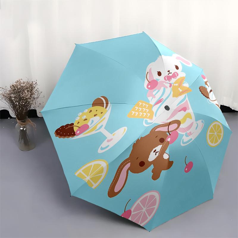 Sugar bunnies Automatic Open/Close Umbrella-Cute Umbrella with Cute Design, Portable 3-Fold Compact Umbrella for Men & Women, Halloween Chri