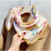 Spring New Horse Prism Silk Printed Silk Scarf Women's Versatile Mulberry Silk Small Square Scarf Plain Crepe Satin Silk Gift