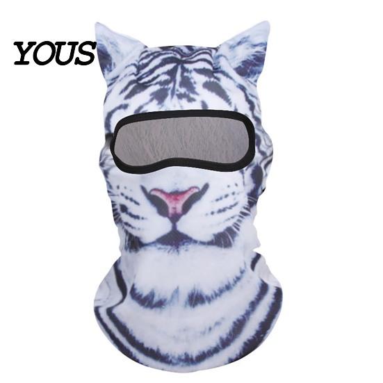 Full Face Mask 3D Animal Ears Balaclava, Cat Dog Snow Leopard for Cosplay Halloween, Cover Outdoor Cycling Skiing Print