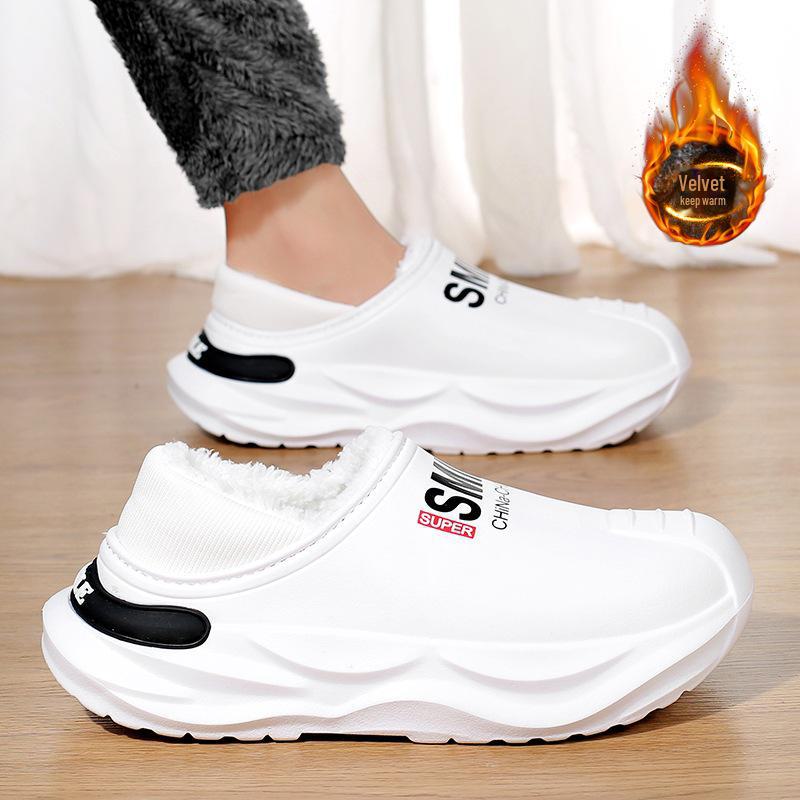 2024 Мужские водонепроницаемые нескользящие хлопковые тапочки для зимы — теплые, большого размера, идеально подходят для вождения и использования на открытом воздухе