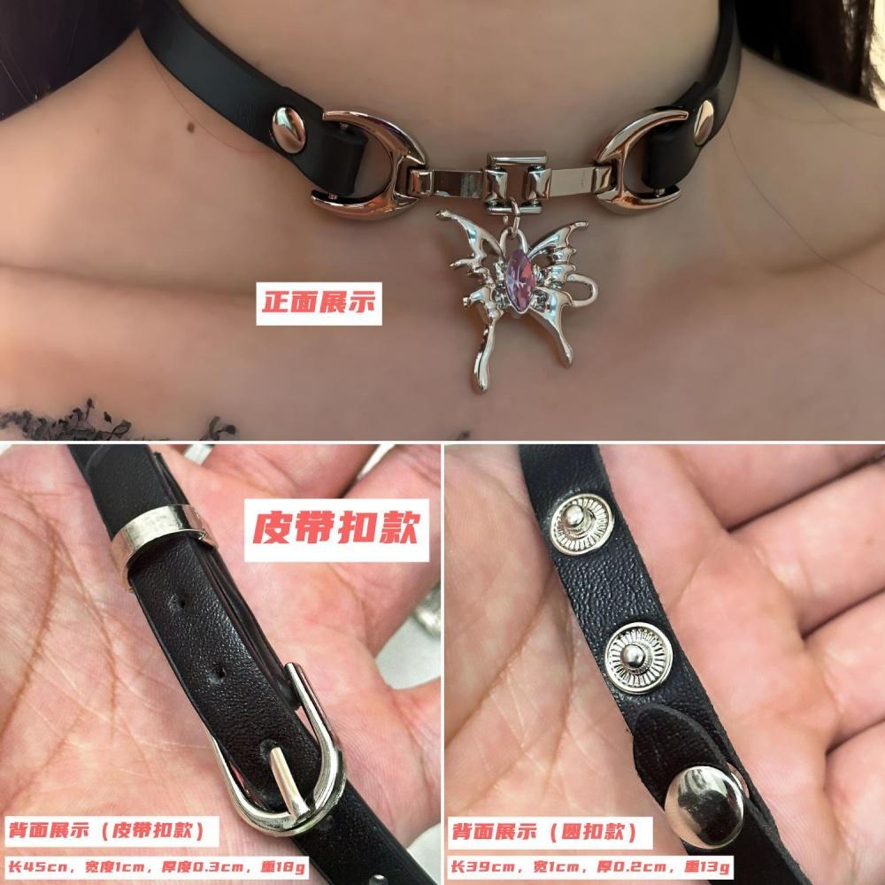 Y2K Готический Многослойный Ретро Коричневый Искусственная Кожа Заклепка Подвеска Ожерелье Женский Нежный Чокер Звезда Черное Сердце Панк Ювелирные Изделия