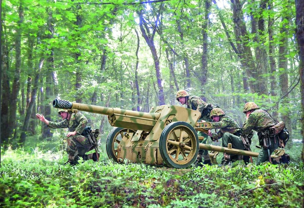Italeri Масштаб Вторая мировая война Немецкое орудие с 4 артиллеристами Пластиковая модель IT96460 1/35 7,5 см PaK97/38 Противотанковое Фигурки, Набор, (Пушка)